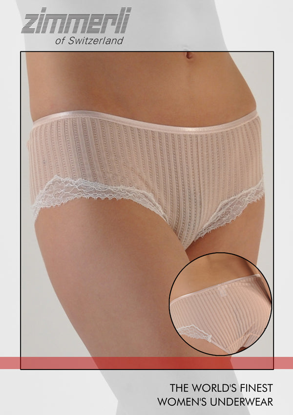 Maude Prive Swiss Cotton w/Lace Hipster Panty