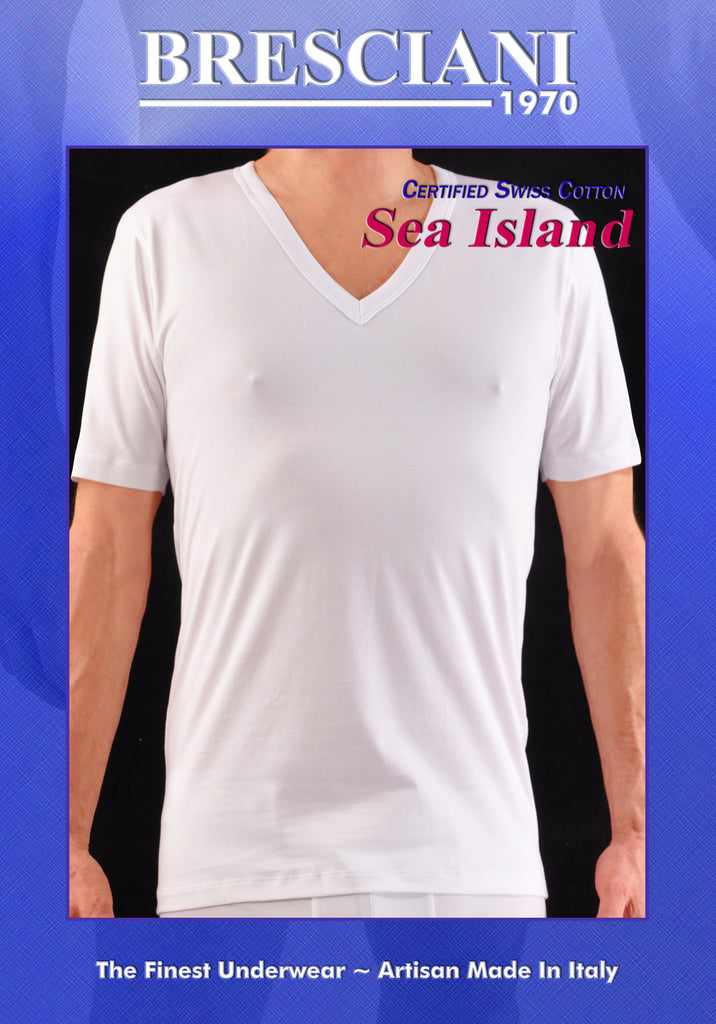 Bresciani Pure Sea Island Cotton V-Neck Undershirt
