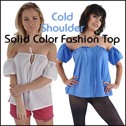 Copy of Kabbaz-Kelly Short Sleeve Solid Color Cotton Cold Shoulder Top