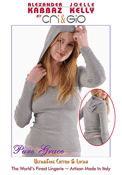 A Kabbaz-Kelly Design: Pure Grace Italian Mini-Rib Cotton Long Sleeve Hoodie