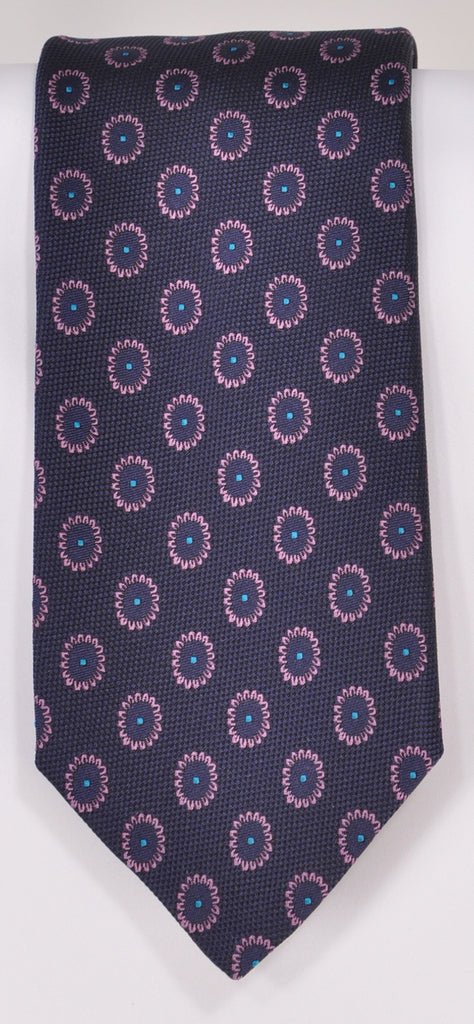 Classic Kabbaz-Kelly Exclusive Limited Edition: Purple Medallion Handmade Italian Silk Necktie
