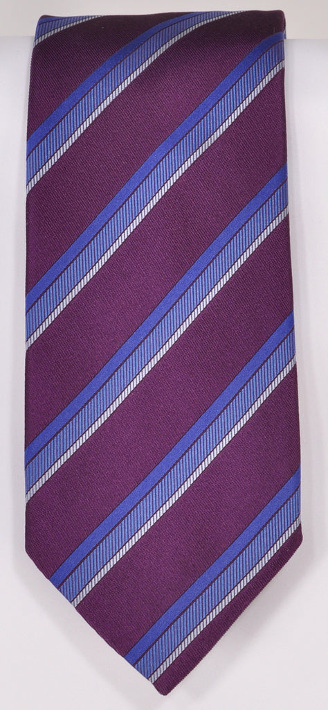 Classic Kabbaz-Kelly Exclusive Limited Edition: Purple Stripe Handmade Italian Silk Necktie