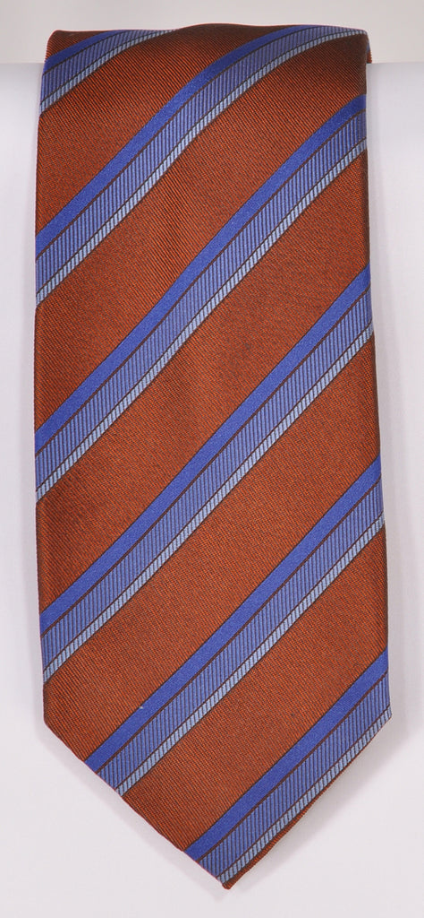 Classic Kabbaz-Kelly Exclusive Limited Edition: Brown Stripe Handmade Italian Silk Necktie