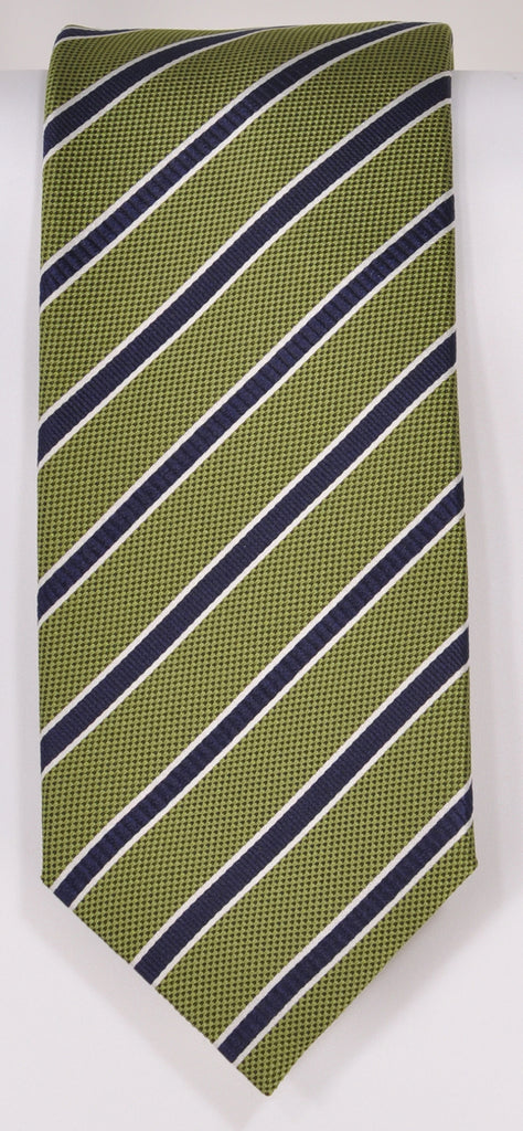 Classic Kabbaz-Kelly Exclusive Limited Edition: Green Stripe Handmade Italian Silk Necktie