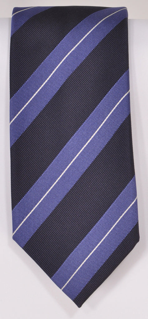 Classic Kabbaz-Kelly Exclusive Limited Edition: Blue Stripe Handmade Italian Silk Necktie