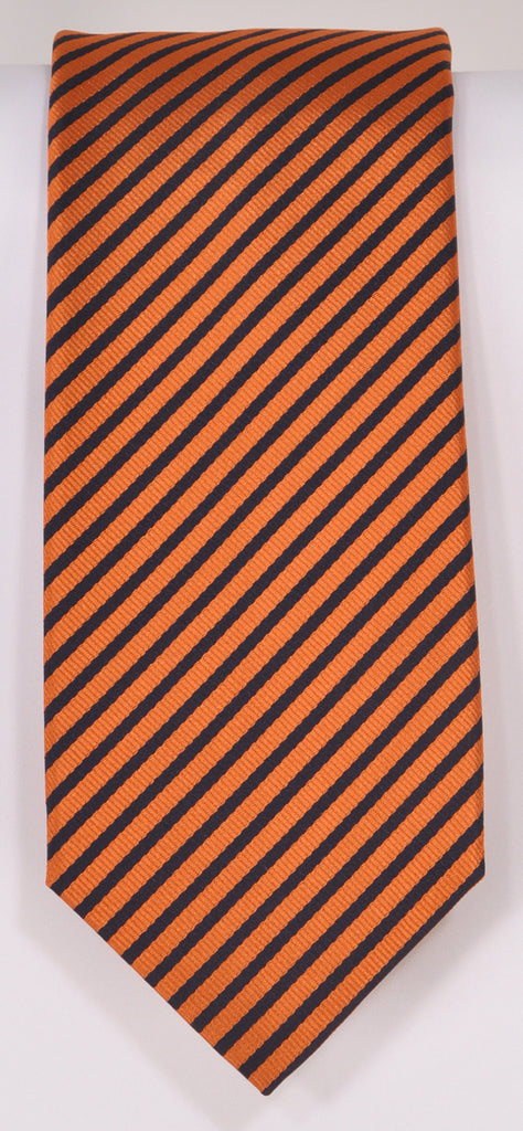Classic Kabbaz-Kelly Exclusive Limited Edition: Orange Stripe Handmade Italian Silk Necktie
