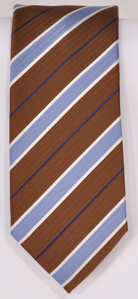 Classic Kabbaz-Kelly Exclusive Limited Edition: Brown Stripe Handmade Italian Silk Necktie