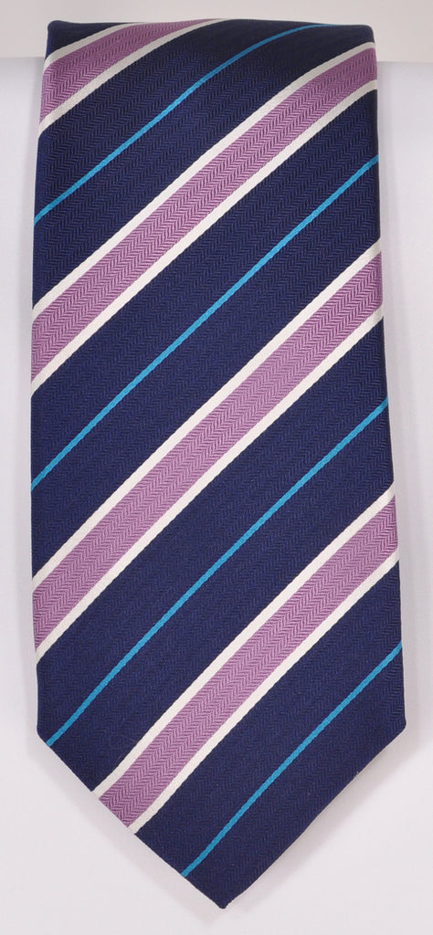 Classic Kabbaz-Kelly Exclusive Limited Edition: Purple Stripe Handmade Italian Silk Necktie