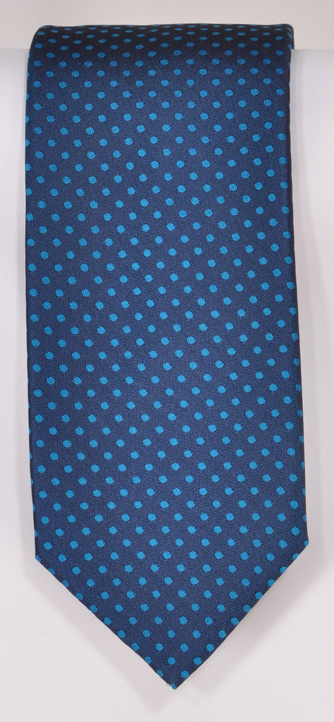 Classic Kabbaz-Kelly Exclusive Limited Edition: Blue Neat Handmade Italian Silk Necktie