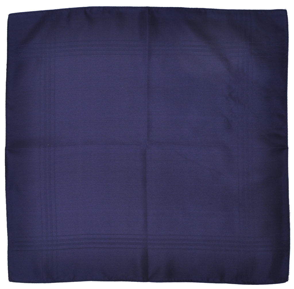 Antique Macclesfield English Silk Pocket Square - Navy Textured Solid 010