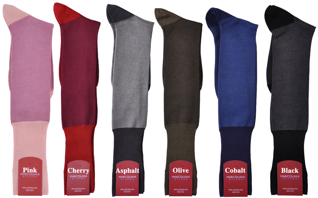 Savile Row Vertical MicroStripe Over-the-Calf Cotton Sock