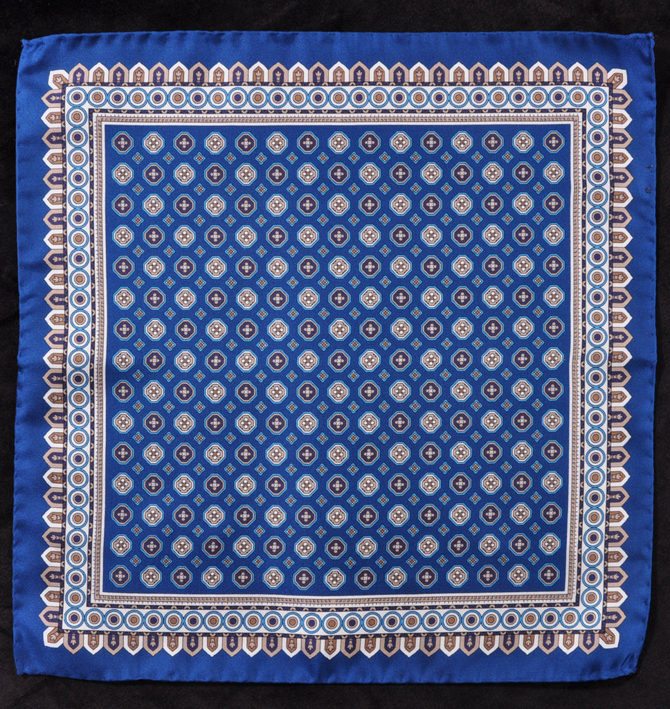 A.Kabbaz-J.Kelly Hand Rolled Italian Silk Pocket Square - Royal Blue 108