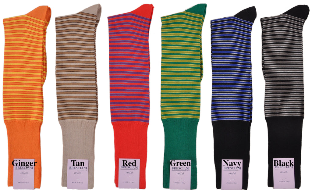 Eleganzia di Milano Horizontal Stripe Cotton O.T.C. Socks