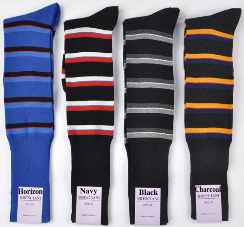 Moda Milano Stripe Over-the-Calf Cotton Socks