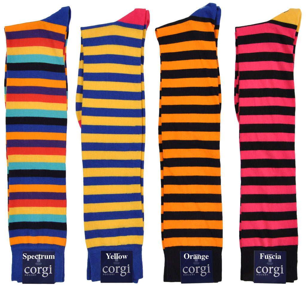Bold Colorful Block Stripe Over-the-Calf Socks