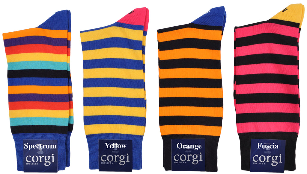Bold Colorful Block Stripe Mid-Calf Socks