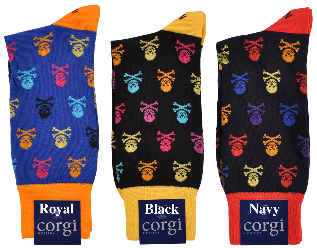 Jolly Roger Skull & Crossbones Mid-Calf Cotton Fun Socks