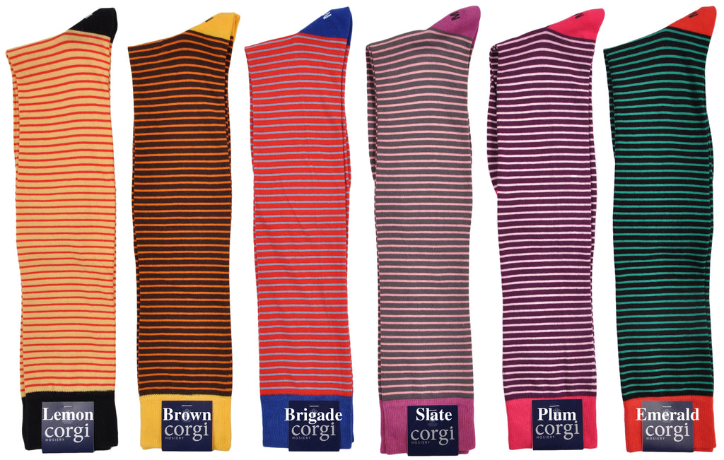 Limited Edition Alexander Kabbaz Exclusive Design Over-the-Calf Cotton Dress Stripe Socks