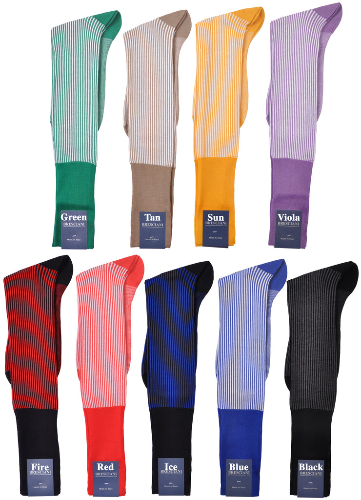 Compelling Retro Vertical Dress Stripe Over-the-Calf Cotton Socks