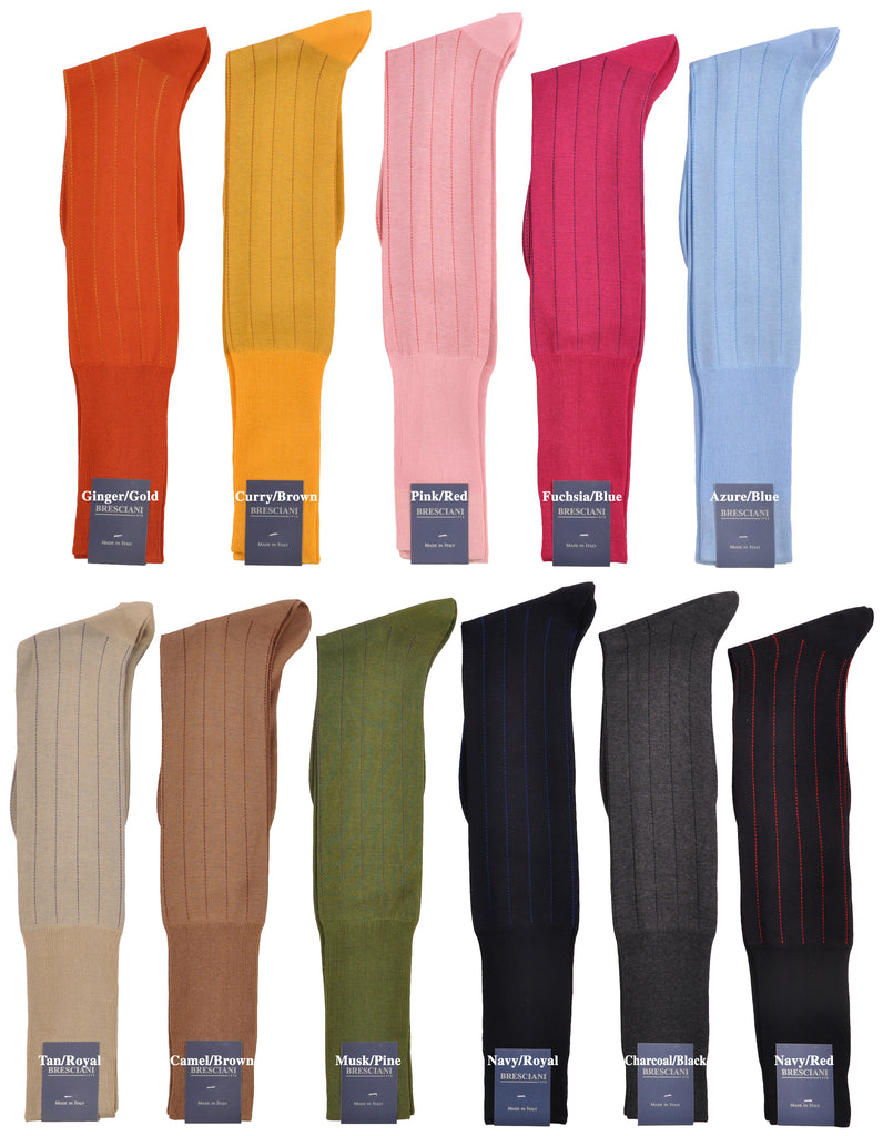 Essential Egyptian Cotton Dress Pinstripe Over-the-Calf Socks