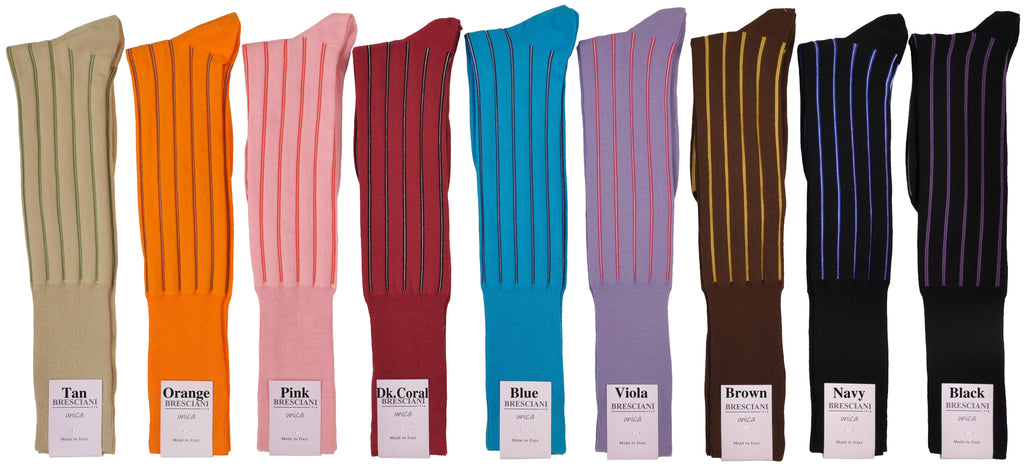 Alta Doppio Vertical Stripe Over-the-Calf Cotton Socks