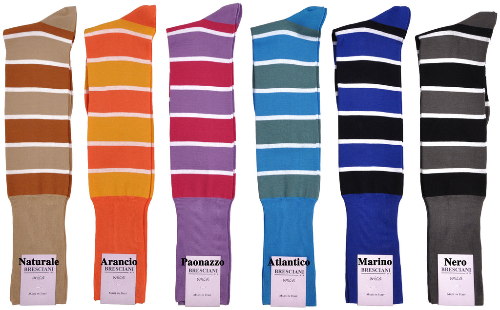 Sophisticated Bold Stripe Over-the-Calf Cotton Socks
