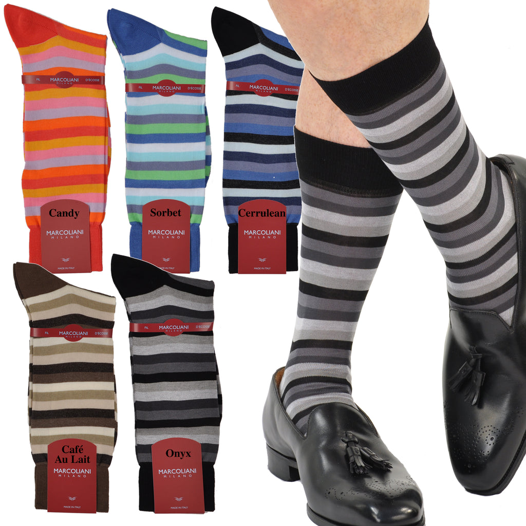 Bold Mid-Calf Horizontal Rigatto Block Stripe Sock