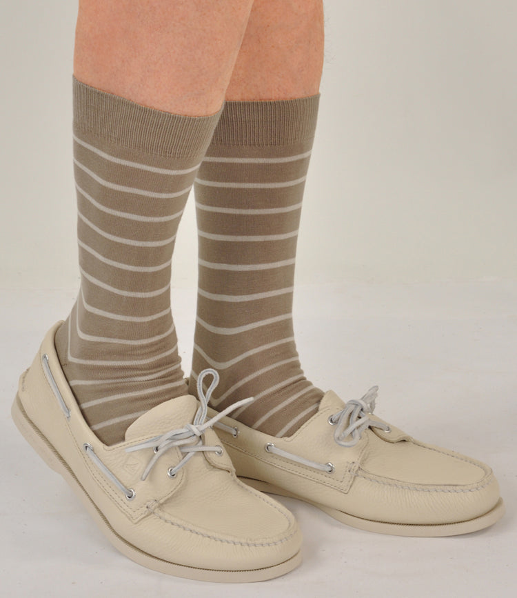 Sea Island Cotton Blend Mid Calf Striped Sock 6 Pair Pack