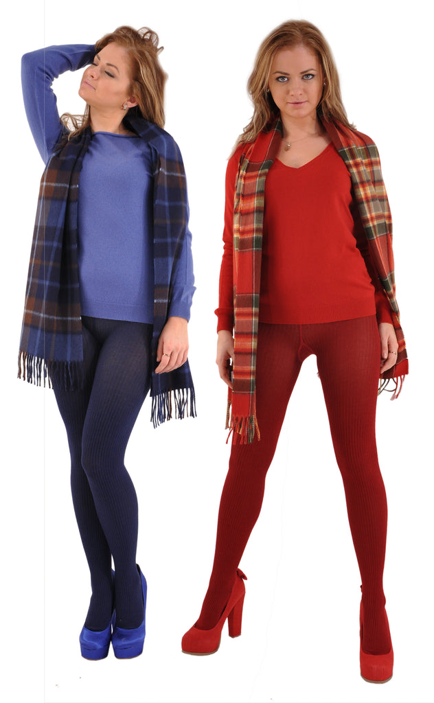 Garnet with Gran Sasso Cashmere Lapis and Merlot Sweaters and Begg Scarves