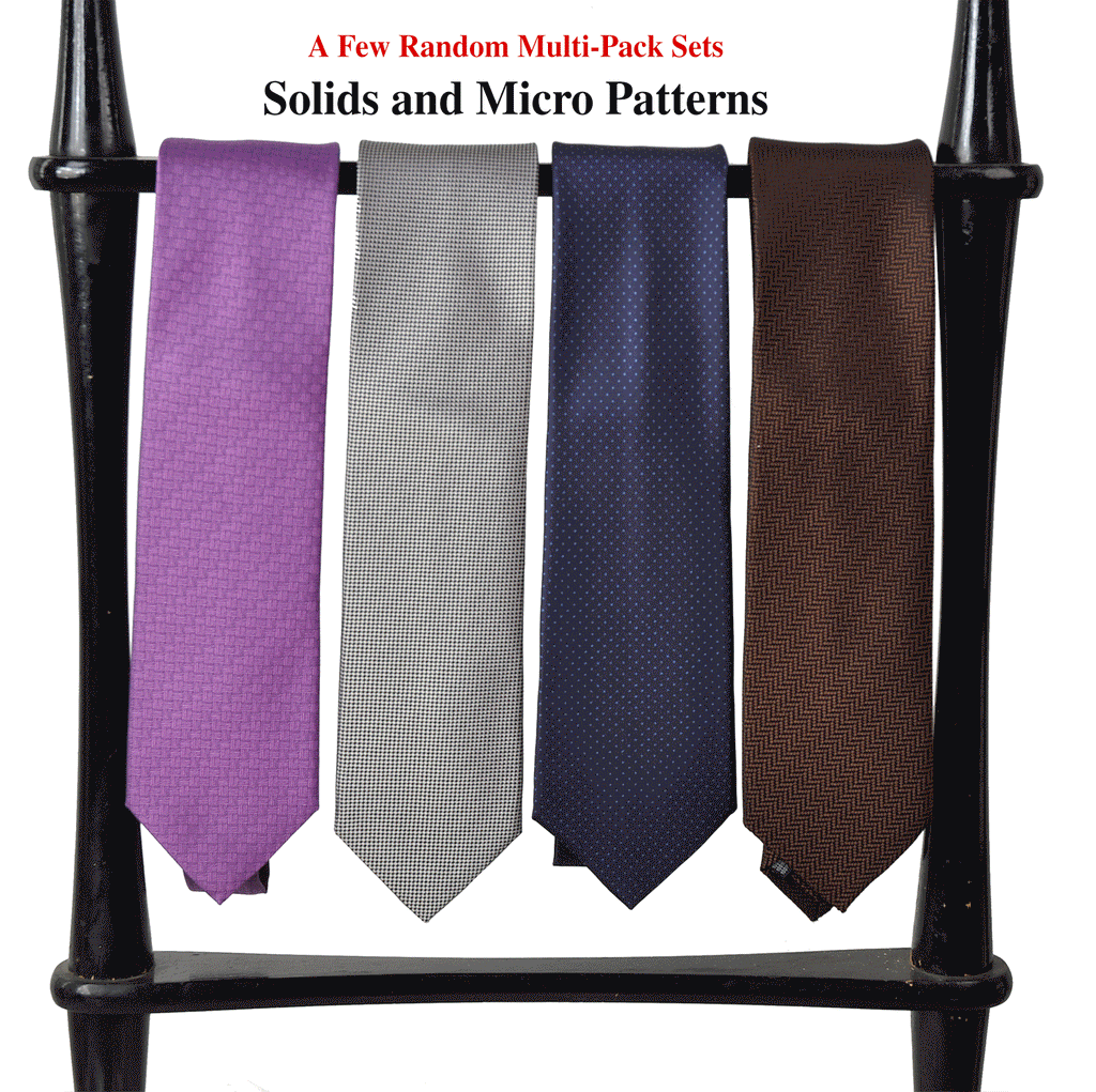 Necktie 4-Tie Multi-Pack 75% Off Retail Price Plus a Free Historic Macclesfield Pocket Square