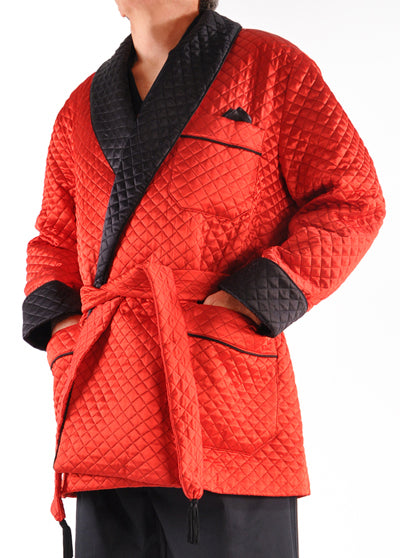 Pure Italian Silk Quilted Smoking Jacket