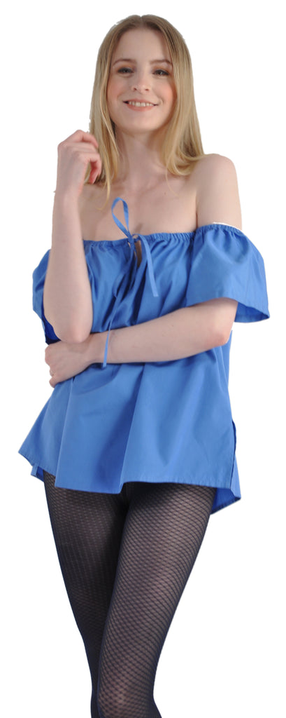 Kabbaz-Kelly Short Sleeve Solid Color Cotton Cold Shoulder Top
