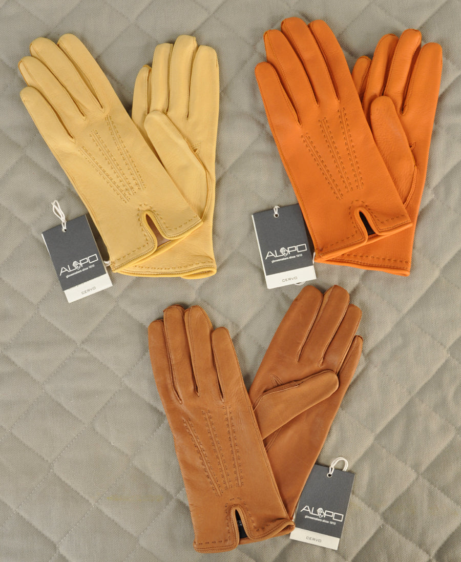 Alpo Guanti Women's Italian Super Soft Deerskin Gloves Lined in Pure Silk –