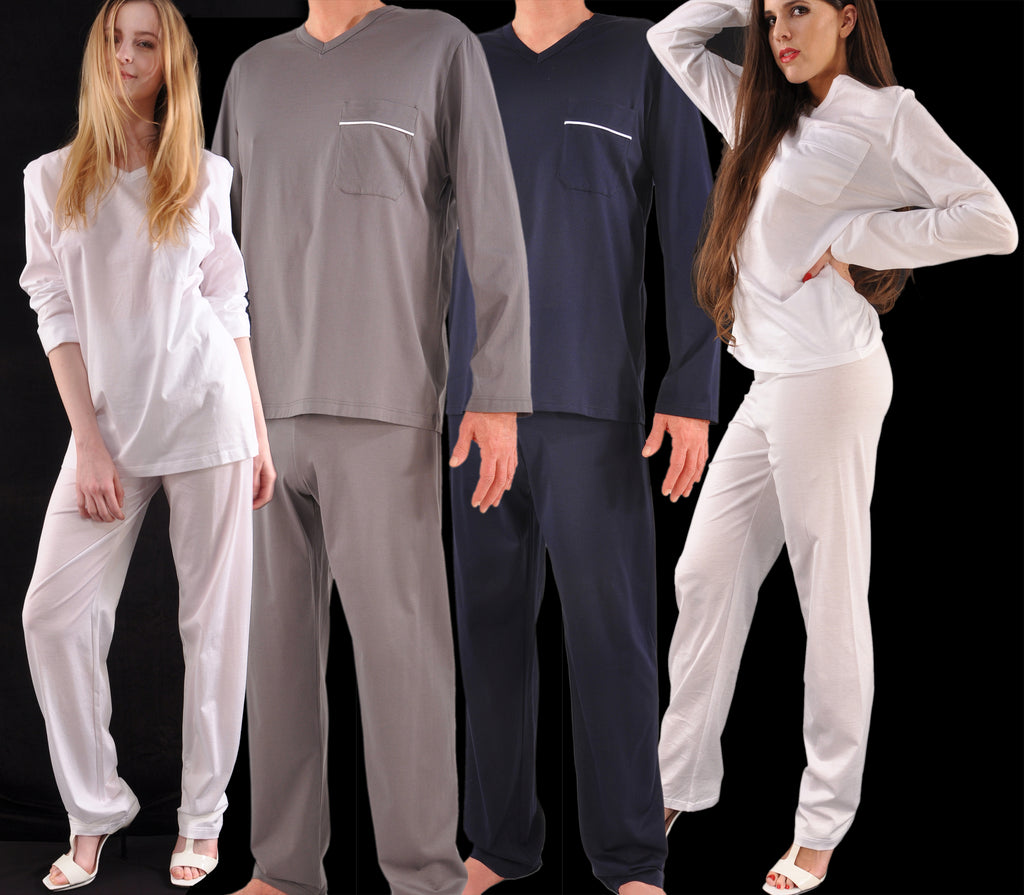 Exclusive Ultrafine Italian Filo di Scozia Cotton Long Pajamas
