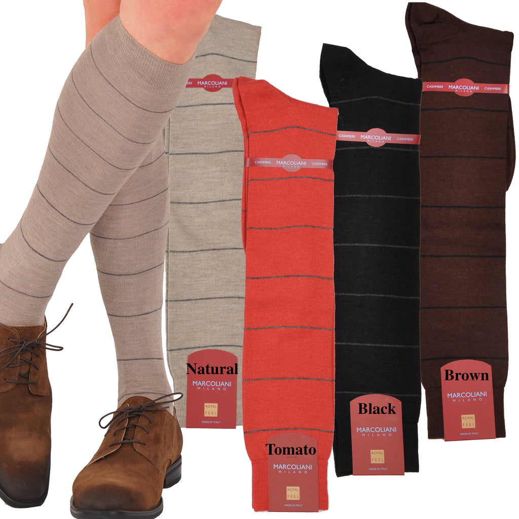 Cashmere & Silk Striped Over-the-Calf Socks - Exclusive