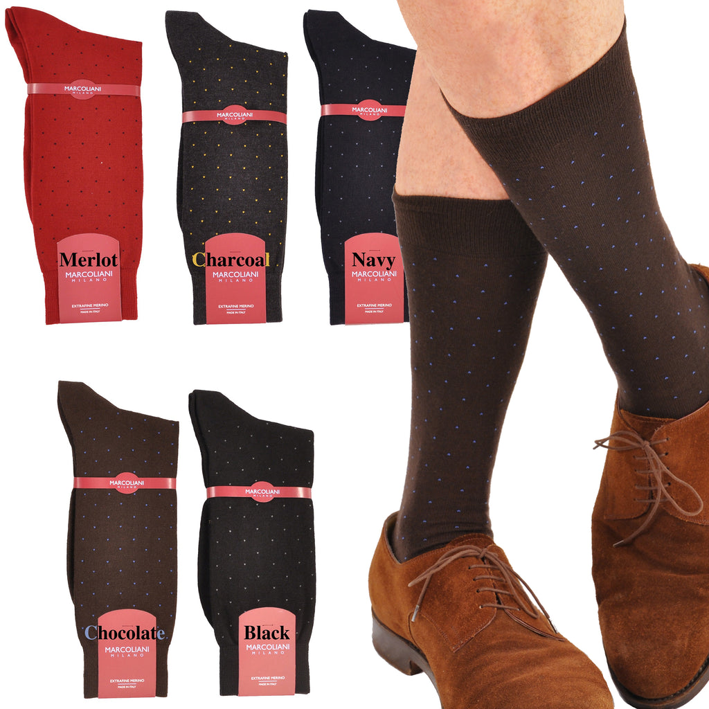 Merino Mid-Calf Pin Dot Dress Socks
