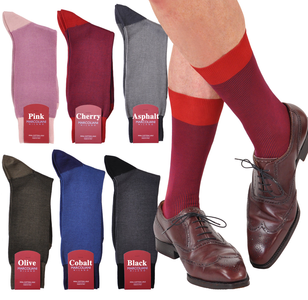 Savile Row Vertical MicroStripe Mid-Calf Cotton Sock