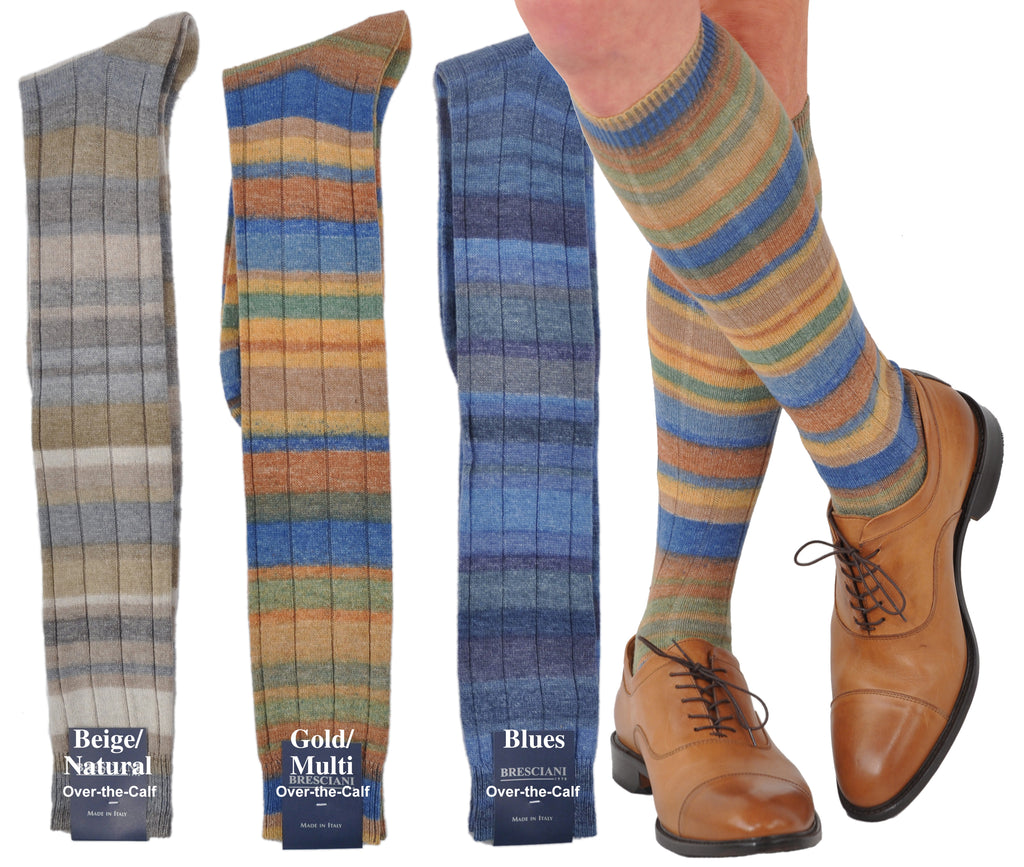 Limited Edition: Bresciani Alpaca & Merino Over-the-Calf Variegated Nuance Stripe Socks
