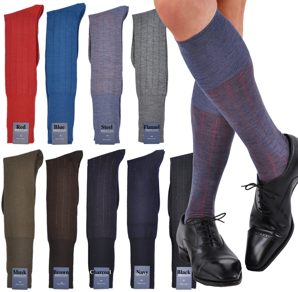 Essential ExtraFine Merino Pinstripe Over-the-Calf Dress Socks