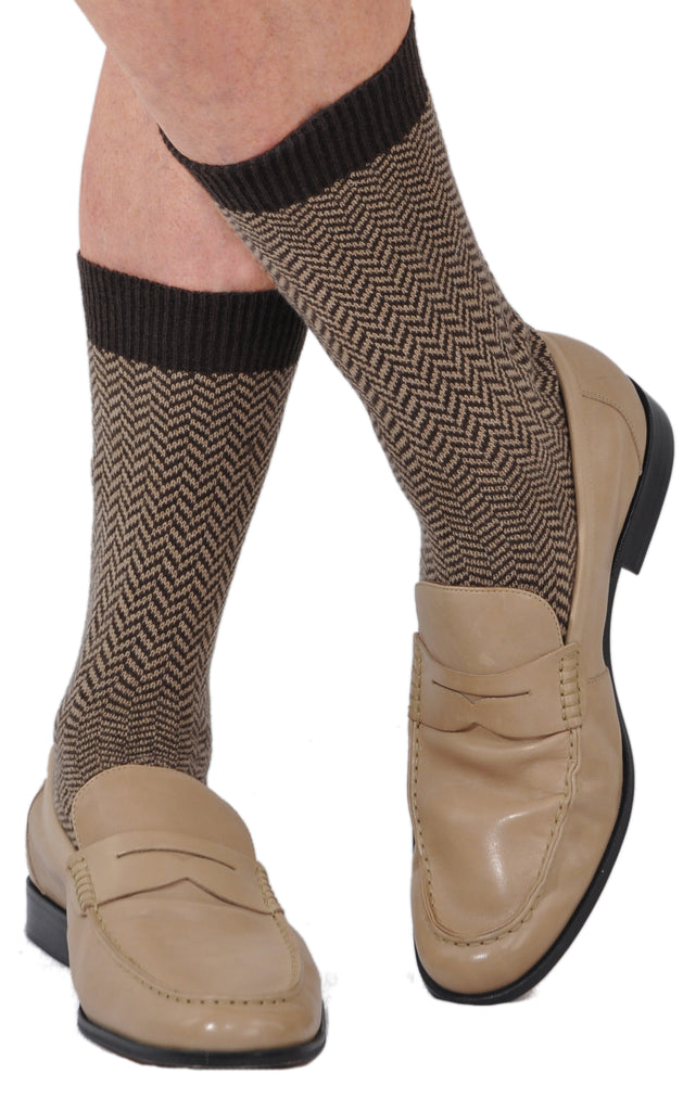 A World's Finest Selection: Bresciani Pure Cashmere Herringbone Mid-Calf Socks