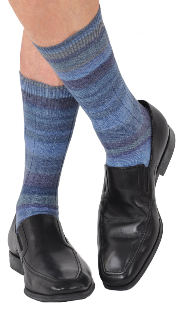 Limited Edition: Bresciani Alpaca & Merino Mid-Calf Variegated Nuance Stripe Socks