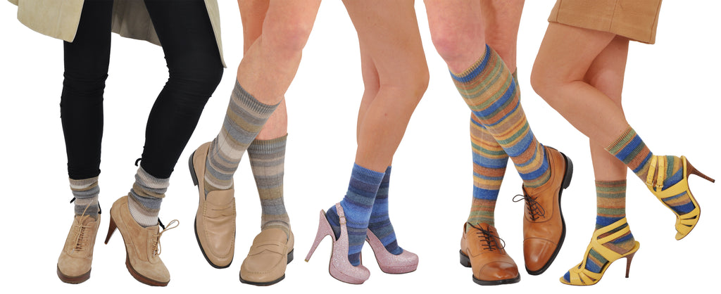 Limited Edition: Bresciani Alpaca & Merino Trouser Length Women's Variegated Nuance Stripe Socks