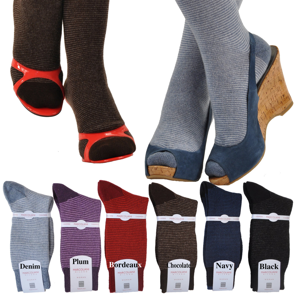 MicroStripe Cashmere Ankle/Trouser Socks
