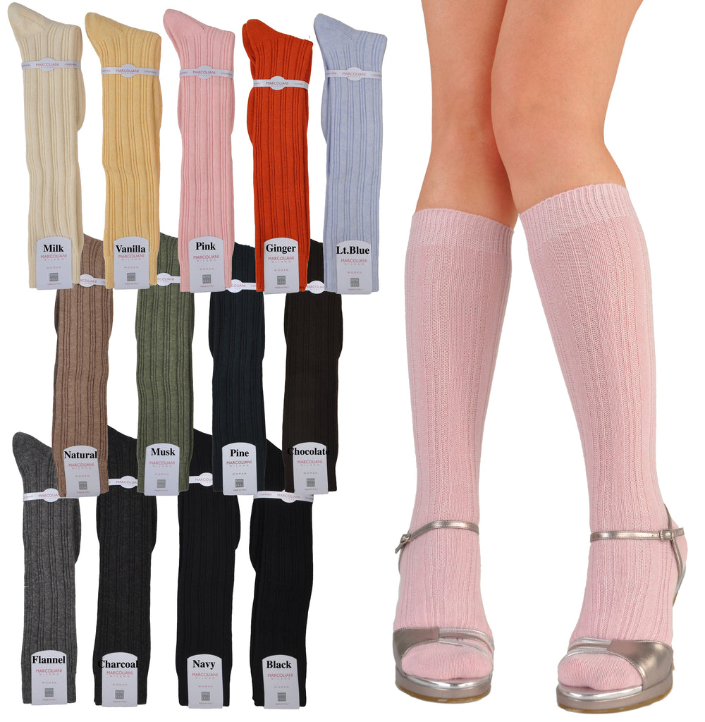 Women's Fashion Rib Cashmere Knee High Socks