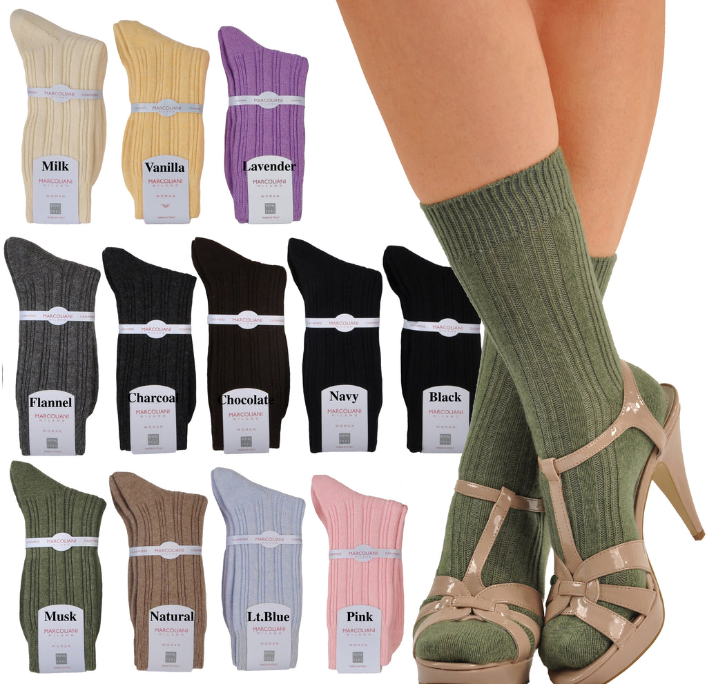 Women's Fashion Rib Cashmere Ankle/Trouser Socks