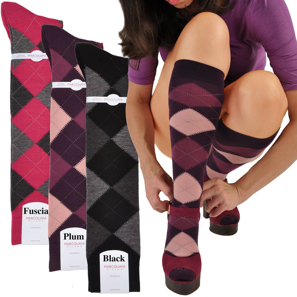 Marcoliani Women's Merino Argyle Knee-High Socks